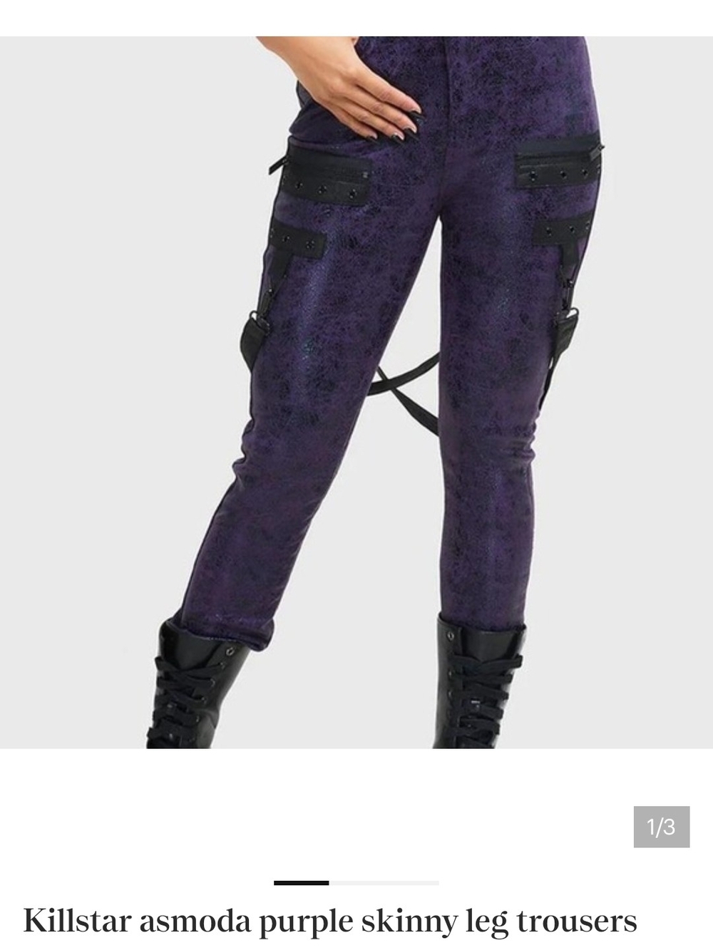 Killstar Asmoda Purple Skinny Leg Trousers